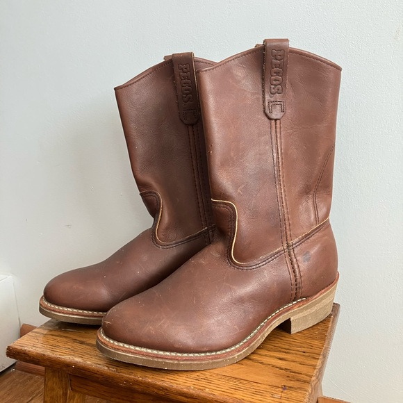 Red Wing Shoes Other - Vtg Redwing Pecos Steel Toe Nail Seat Boots Size 7 1/2